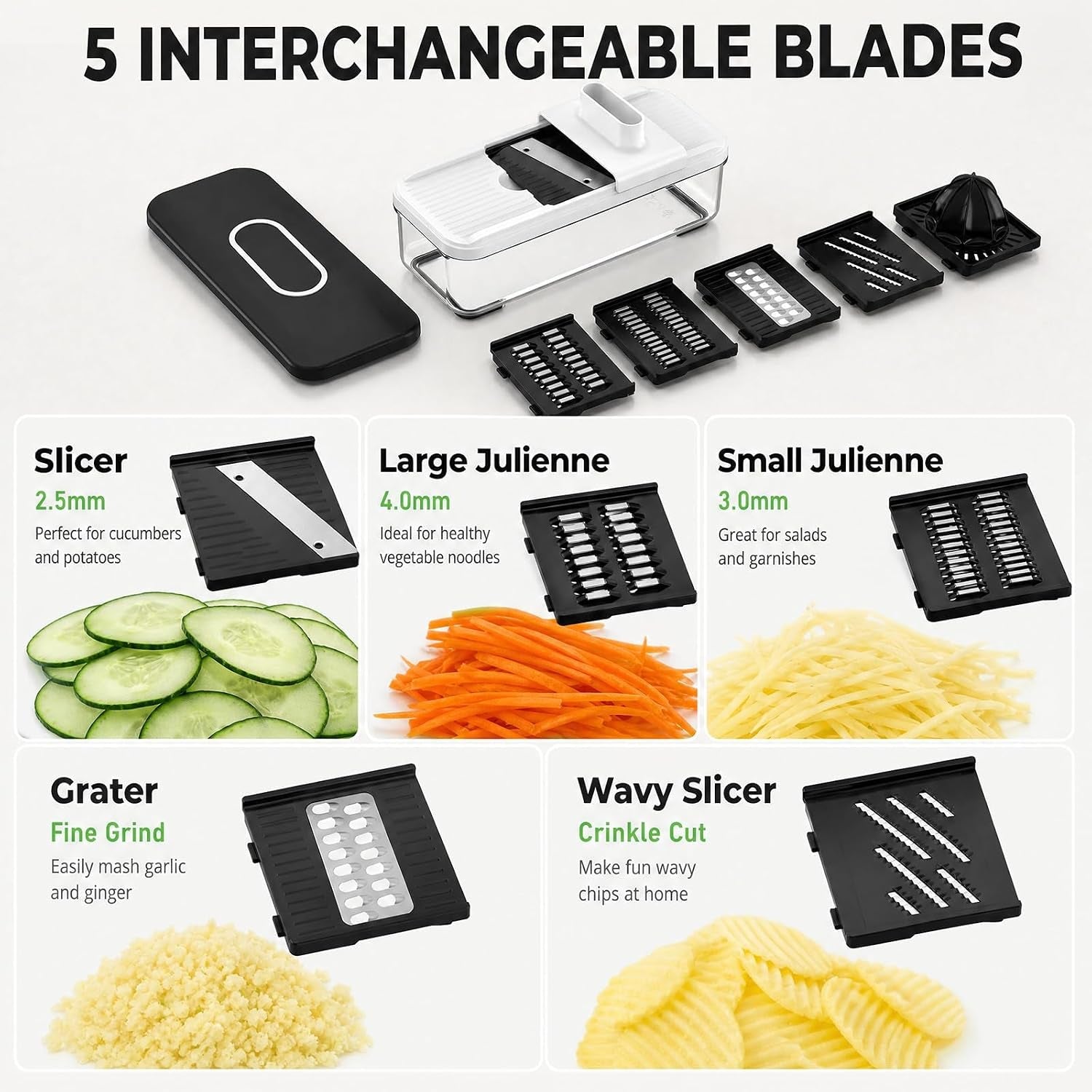 7-in-1-mandoline-vegetable-slicer-multi-purpose-food-chopper-grater-with-5-interchangeable-blades-adjustable-julienne-cutter-with-container-safety-guard-kitchen-gadget-for-meal-prep