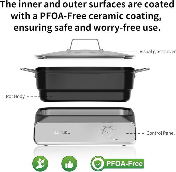 Slow Cooker 10-Quart - Pfoa-Free Ceramic Coating, Oven Safe to 450°F | Keep Warm Function for Large Family Gatherings (Includes Silicone Spoon)9