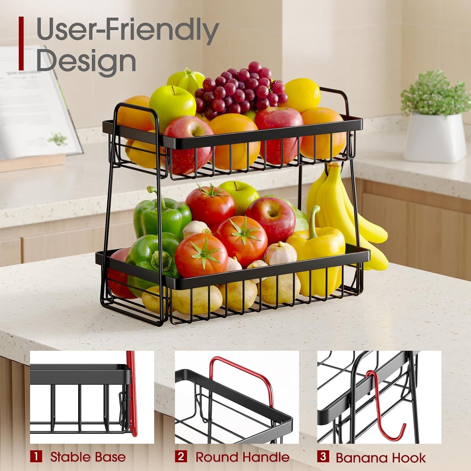 fruit-basket-for-kitchen-counter-2-tier-fruit-bowl-with-removable-banana-hanger-handles-rustproof-fruit-holder-for-kitchen-living-room-bathroom-13-4-8-7-11-7-black