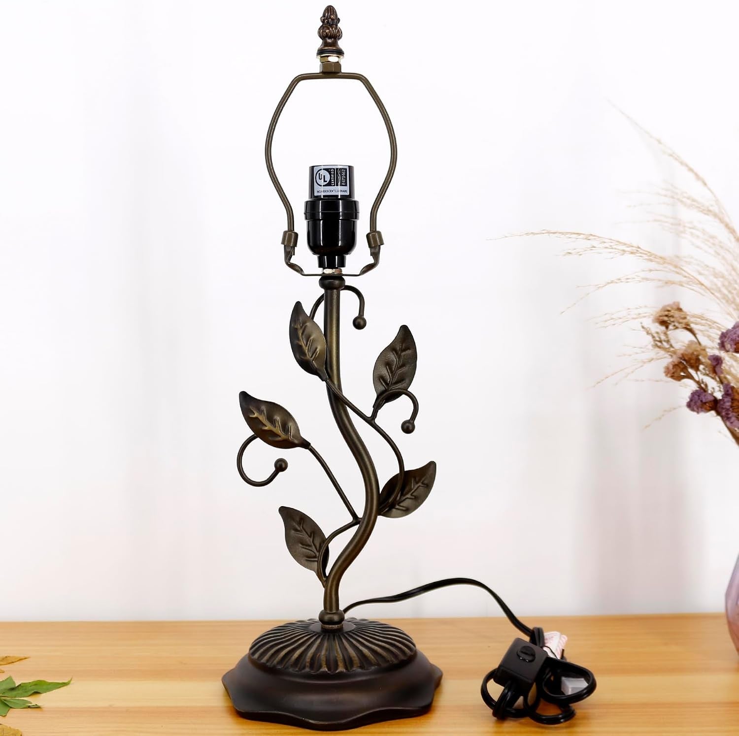 table-lamp-base-replacement-only-n-w-6-h-20-inch-fit-for-8-10-12-inch-tiffany-style-stained-glass-lampshade-dark-bronze-finish-resin-push-switch-on-cord