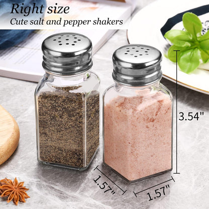 Salt and Pepper Shakers Set, Salt Shaker with Stainless Lid-Glass Spice Jars Kitchen Gadgets,Clear to Know When to Fill,Farmhouse Salt Pepper Shakers Cute Kitchen Essentials Decoration2