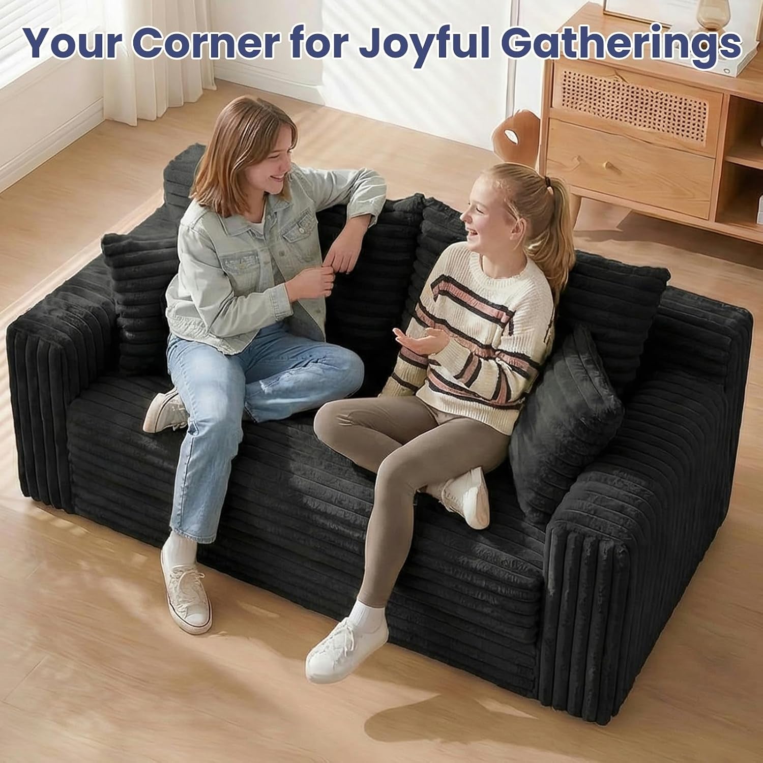 3-in-1-convertible-sofa-bed-boneless-loveseat-sleeper-folding-couch-bed-with-4-pillows-detachable-cushion-furry-futon-couch-for-bedroom-apartment-office-and-living-room-no-assembly-black