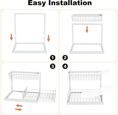 under Sink Organizer, L-Shaped 2 Tier Pull Out Cabinet Organizer7