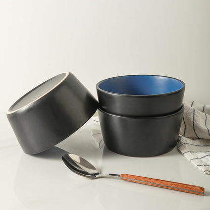 Stone Lain Albie Stoneware 16-Piece Modern Dinnerware Set, Kitchen Plates and Bowls Sets, Service for 4, Blue and Black, Microwave & Dishwasher Safe7