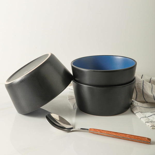 Stone Lain Albie Stoneware 16-Piece Modern Dinnerware Set, Kitchen Plates and Bowls Sets, Service for 4, Blue and Black, Microwave & Dishwasher Safe7