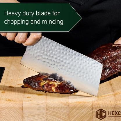 Hexclad 7" Japanese Damascus Stainless Steel Cleaver Knife, Full Tang6