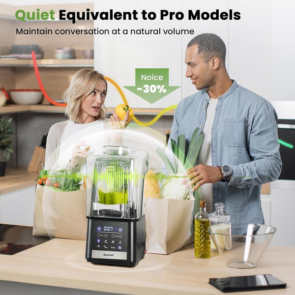 Professional Blender 64Oz, 1500W Vacuum Blender for Less Foam, Commercial Quiet Shield, Kitchen Timer, Self-Cleaning, 9 Speeds, 6 Presets for Smoothies, Frozen Drinks, Nut & Seed Blends3