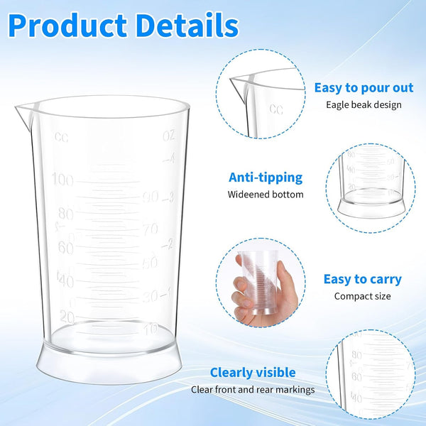 2 Pcs Hair Dye Measuring Cups, 4 Oz Plastic Beaker with Graduated Scale3