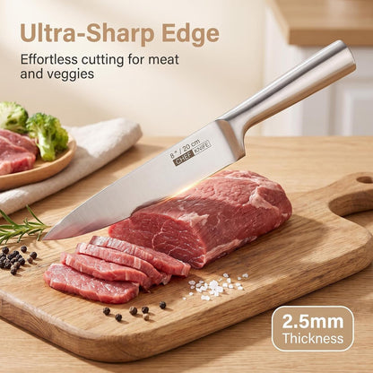 5-Piece Stainless Steel Chef Knife Set - Ultra-Sharp Blades for Easy Cutting Meat/Veggies/Fruits - Ergonomic Handles, Dishwasher Safe, Rust-Resistant (Home/Pro Use)11