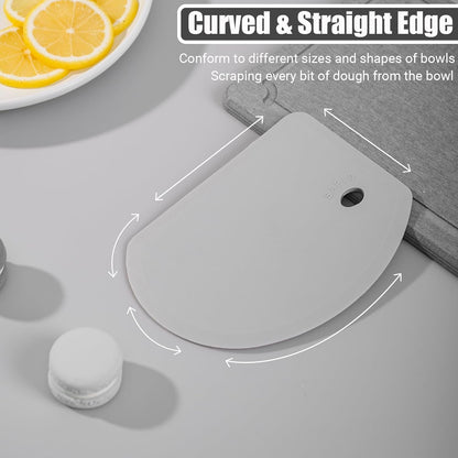Flexible Curved Edge Silicone Bowl Scraper Dough Scraper Baking Bread | Food Grade Bench Scraper for Baking Sourdough Bread, Cake, Multipurpose Kitchen Dish Scrapers, Easy Clean (5.98"X4.3", Gray)4