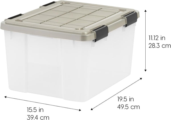 2-Pack 44 Qt Storage Bins with Gasket Lids, Clear/Chrome2