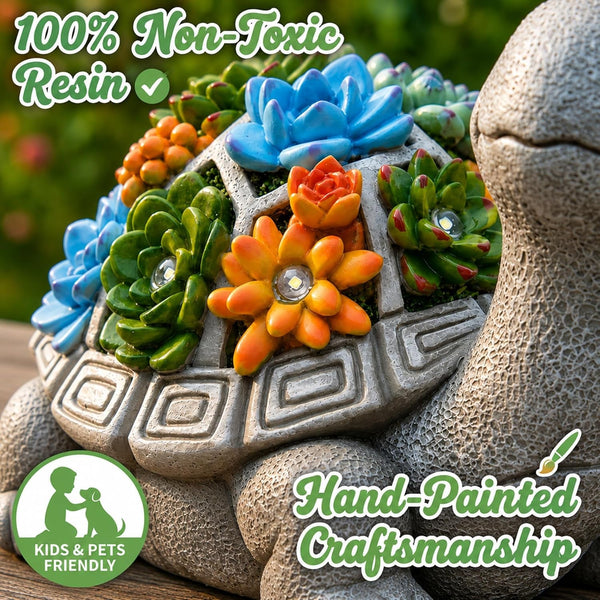 Solar Turtle Garden Statue - Succulent & 7 LED Lights, Outdoor Decor9