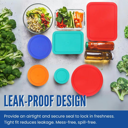 Replacement Lids for Pyrex (1) 7202-PC 1 Cup Green (2) 7200-PC 2 Cup Orange (2) 7201-PC 4 Cup Blue (1) 7402-PC 6/7 Cup Red (2) 7210-PC 3 Cup Light Green (1) 7211-PC 6 Cup Red round Rectangle3