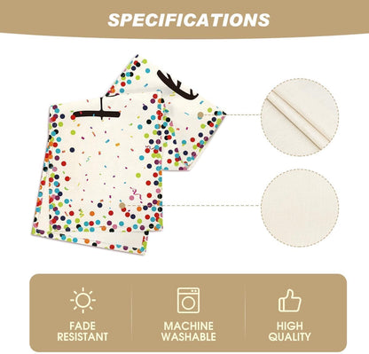 Polka Dot Beige Happy Birthday Table Runner, Seasonal Kitchen Dining Table Decoration for Home Party Decor 13X72 Inch5
