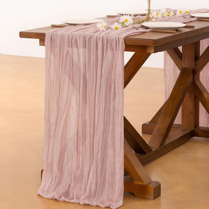 Pink Cheesecloth Table Runner Fall Boho Wedding Birthday Party Home Decor | Dusty Pink Rustic Gauze 10FT 120In Cheese Cloth Sheer Farmhouse Dining Runner for Baby Shower Bridal Holiday Decorations4