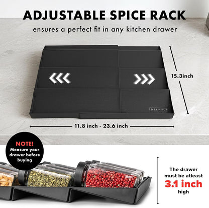 Spice Drawer Organizer, Expandable Spice Rack for Drawer Black2