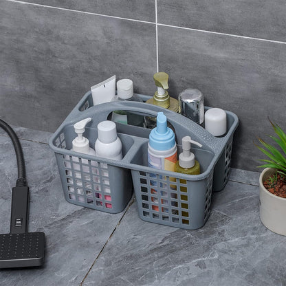 Portable Shower Caddy Basket Plastic Storage Basket with Compartments Grey2