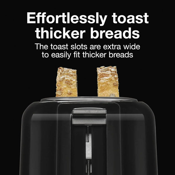2-Slice Toaster with Extra Wide Slots for Bagels | Browning Control with 7 Shades | Auto Shutoff | Wide Slots for Thicker Bread | Toast Boost | Slide-Out Crumb Tray | Black2