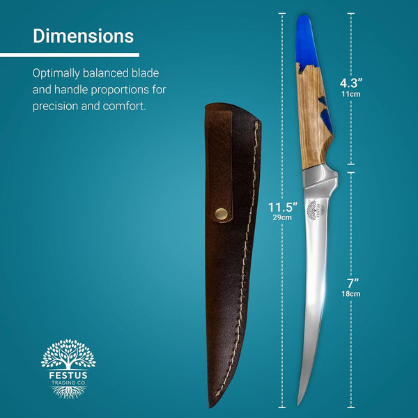 Filet Knife - 6-Inch Japanese Boning Knife | Hard D2 Steel Alloy Fish Fillet Knife | Professional Chef Poultry Knife | Sharp Blade with Ergonomic Wood and Epoxy Resin Handle5