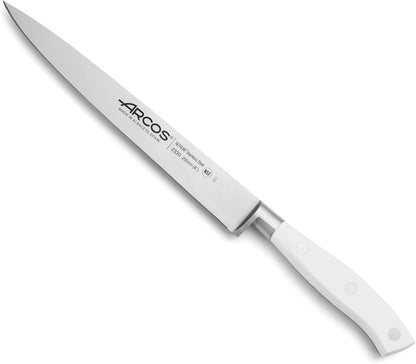 Forged Knife 8 Inch Nitrum Stainless Steel and 200 Mm Blade. Sharp Knife to Meat and Fish. Ergonomic Polyoxymethylene POM Handle. Series Riviera Blanc. Color White1