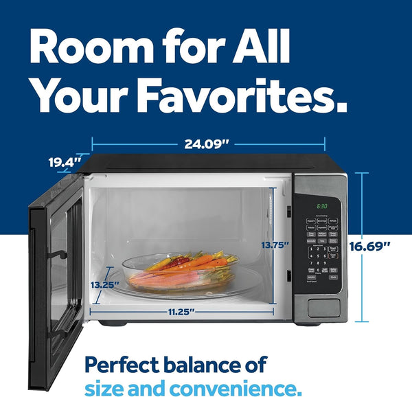 GE Countertop Microwave Oven,1, 200-Watt Capacity, 2.0 Cubic Ft., 8 Auto Setting Cooking Settings, Child-Lock Technology, Kitchen Essentials for the Countertop, Dorm Room or Apartment, Stainless Steel | Large Capacity, 8 Convenience Cook Settings, One-Touch Controls, Child Lock Technology, Glass Turntable2