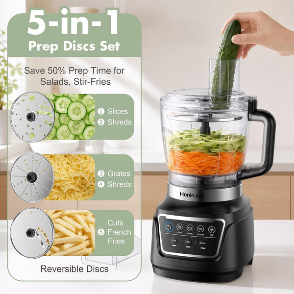 14-In-1 Food Processor Blender Combo, All-In-One Kitchen Blender | Blender for Smoothies, Ice Crush, Dough Make, Whip, Chop, Grind, Grate Cheese, Slice, Shred, French Fry Cut, Dishwasher Safe4
