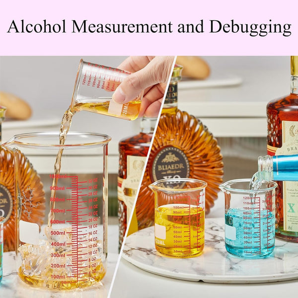 Ackers Mini Glass Measuring Beaker Set, Borosilicate, 2Oz 4Oz 8Oz Measuring Cups5