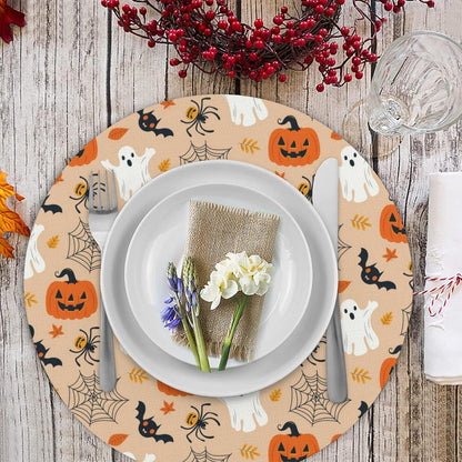 Round Placemats 14 Inch Halloween Style Set of 4 Premium Linen Non Slip & Heat Resistant Stain Resistant for Party Kitchen Dining Kitchen Restaurant Decoration3
