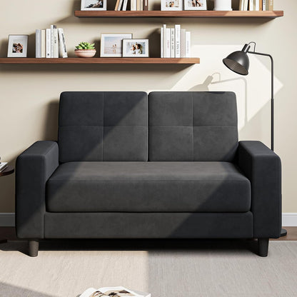 Loveseat Sofa丨53 Inch Love Seat Small Couch for Small Space 丨7.5” Thick Seat Cushion Sofas for Bedroom丨Chenille Mini Couch for Apartment Dark Grey1