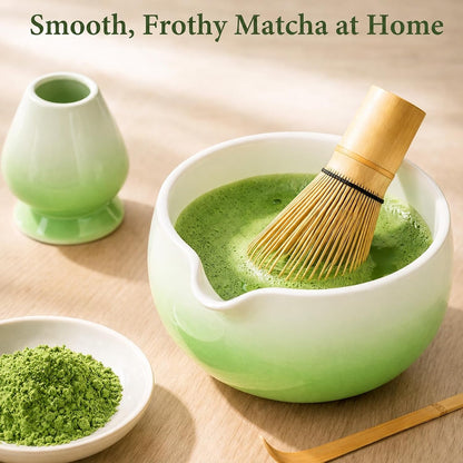 Matcha Whisk Set with Ceramic Bowl & Bamboo Chasen | Includes Whisk Holder, Scoop, Spoon, Sifter and Quick-Start Guide for Easy Matcha Preparation at Home3