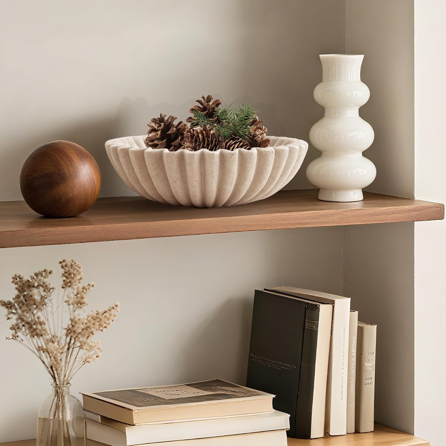 10-large-ruffle-decorative-fruit-bowl-for-entryway-coffee-table-scalloped-purse-key-holder-kitchen-countertop-console-modern-organic-home-decor-artificial-stone-beige