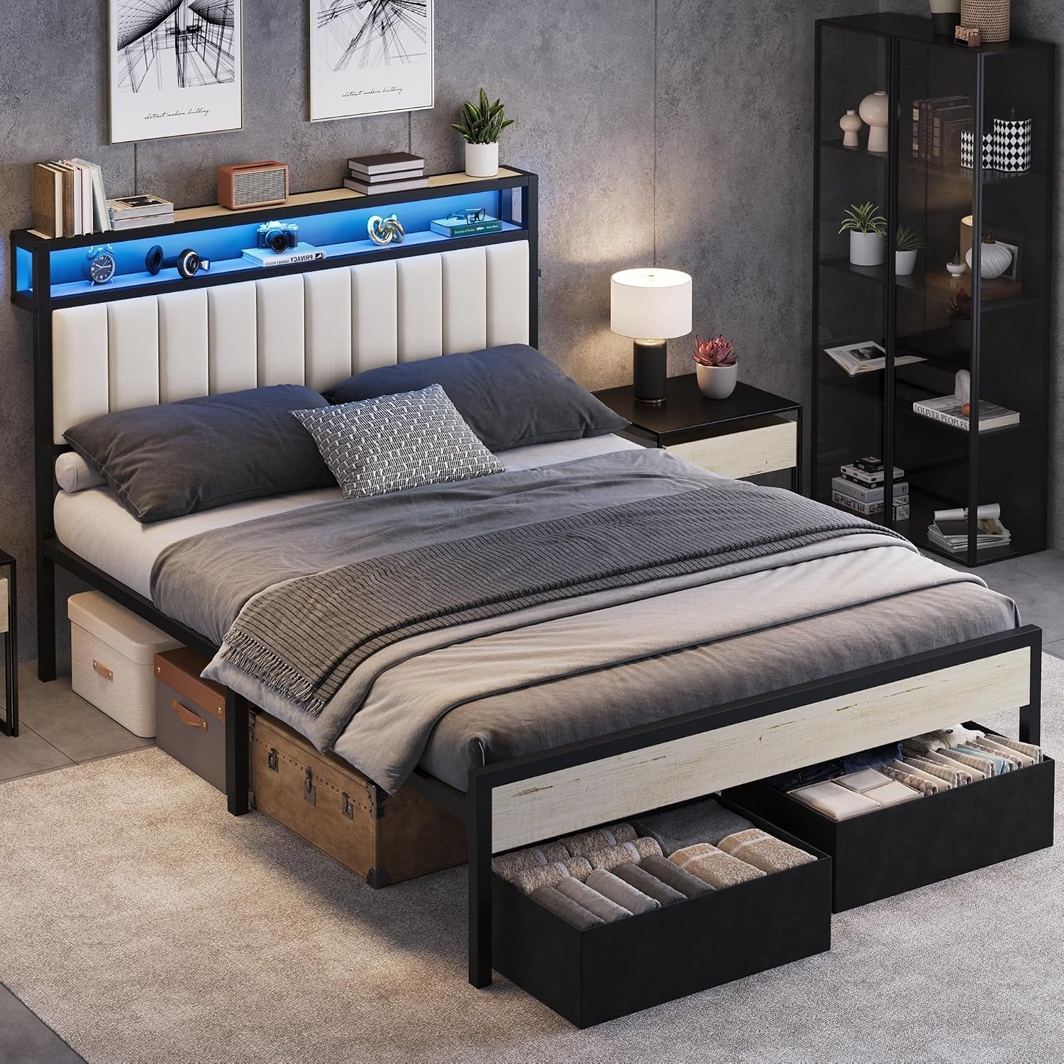 queen-bed-frame-with-led-lights-2-tier-storage-headboard