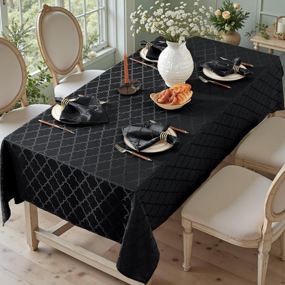 Black Tablecloth Rectangle, Jacquard, 52" X 70"2