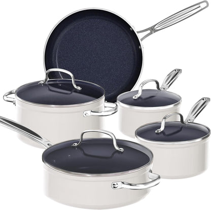 9Pc Cookware Set Healthy Duralon Blue Ceramic Nonstick Coated | Diamond Infused Scratch-Resistant, PFAS Free, Oven Safe, Induction Ready, Evenly Heats, Tempered Glass Lids, Stay-Cool Handle1
