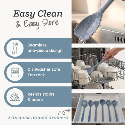 Starpack like a Boss XL Silicone Cooking Utensils Set (6-Piece, 13.5") - LFGB Certified, 600°F Heat Resistant, Bpa-Free - Heavy-Duty Steel Core, Dishwasher Safe - for Nonstick Cookware, Light Blue8