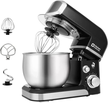 Stand Mixer,3.2Qt Small Electric Food Mixer,6 Speeds Portable Lightweight Kitchen Mixer for Daily Use with Egg Whisk,Dough Hook,Flat Beater (Black)1