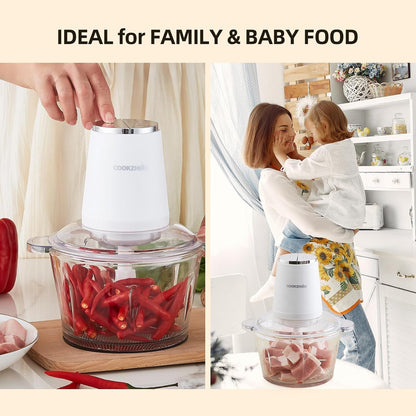Food Processor,Electric Food Chopper with 500W Stainless Steel Motor & 2 Sharp Blade Sets,12-Cup Glass Bowl for Meat, Vegetables, Fruits and Nuts6