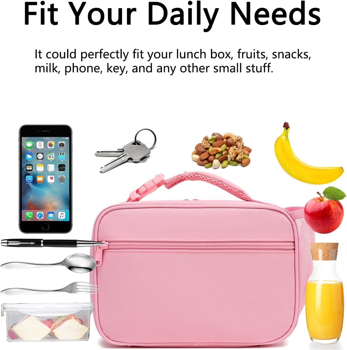 insulated-lunch-box-for-school-thermal-reusable-durable-freezable-lunch-bags-for-kids-boys-girls-men-women-small-soft-cooler-portable-lunch-tote-kit-for-work-picnic-travel-pink
