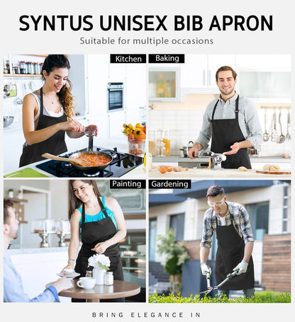 12 Pack Apron with 2 Pockets Aprons for Men Women, Polyester, Black | Bulk, Commercial Use, Durable Polyester, Double Stitching, Adjustable Strap, 2 Pockets, Multi-Purpose, BBQ, Grill, Gift6
