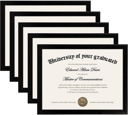 Certificate Frame, 8.5 by 11 Glass Diploma Frames, 5 Pack, Black1