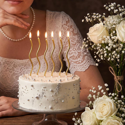12-Count Gold Spiral Long Thin Metallic Birthday Candles, Cake Candles, Birthday Parties, Wedding Decorations, Party Candles5