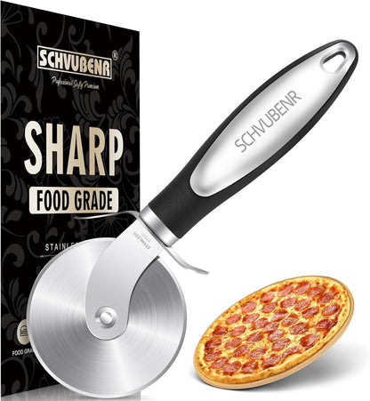 Premium Pizza Cutter Wheel - Ultra Sharp Stainless Steel Pizza Slicer with Non-Slip Soft Grip Handle - Multi-Purpose Cutter for Pizza, Dough & Pastry - Dishwasher Safe, Easy to Clean - Black1