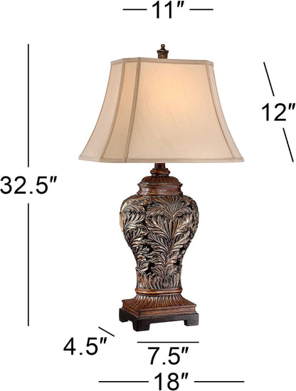 Oak 32 1/2" Bronze Brown Large Table Lamps Set of 2 Leafwork Cottage4