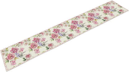 Pink Flower Linen Table Runner,Seasonal Spring Tabletop Collection Table Runner for Kitchen Dining, Banquet, Restaurant, Outdoor Use,Home Party 13X36In6