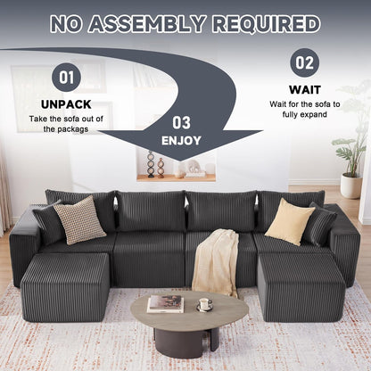 135.4" Sectional Couch for Living Room, U Shaped Boneless Couch, Darkgray4