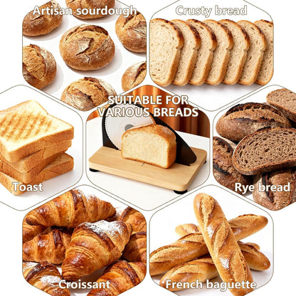 Upgraded Manual Bread Slicer for Homemade Bread with 20 Bags and Acrylic Cover, Adjustable Thickness Bread Cutter, Sourdough Slicer Serrated Blade with Scale Line and Suction Cup for Baguettes7