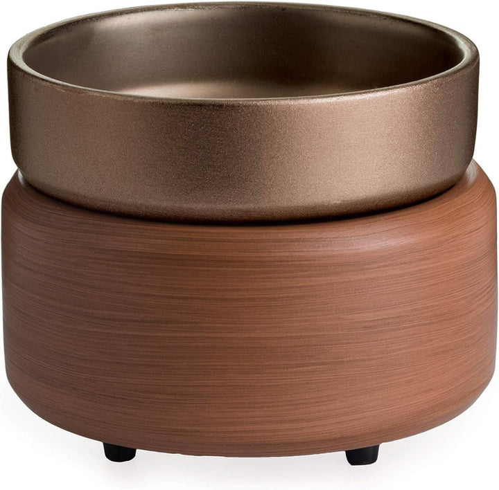ETC 2-In-1 Candle and Fragrance Warmer for Warming Scented Candles or Wax Melts and Tarts with to Freshen Room, Pewter Walnut