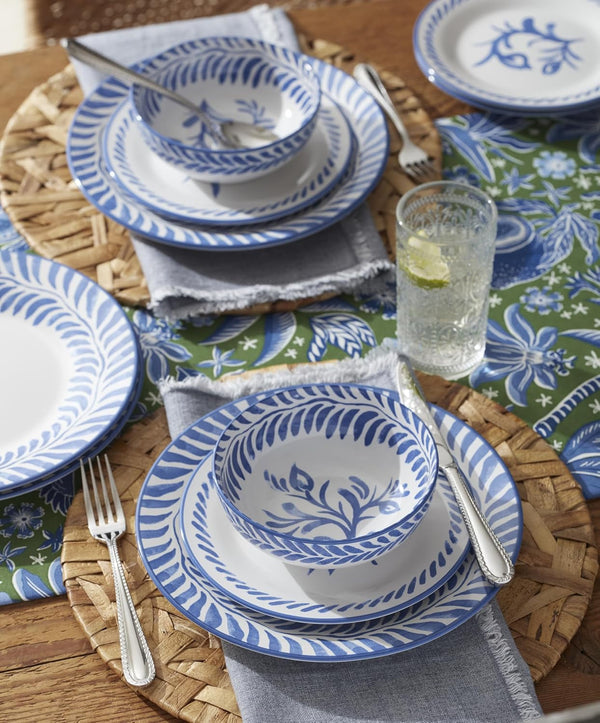 Solear Blue Stoneware 12-Piece Dinnerware Set for 47