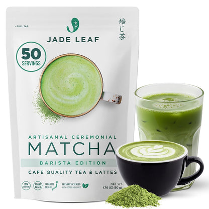 Jade Leaf Ceremonial Grade Matcha Powder, 50G / 1.76Oz | Best for Matcha Lattes, Warm or Iced - Authentic Japanese Matcha Green Tea Powder from Uji & Kagoshima - Resealable Pouch1
