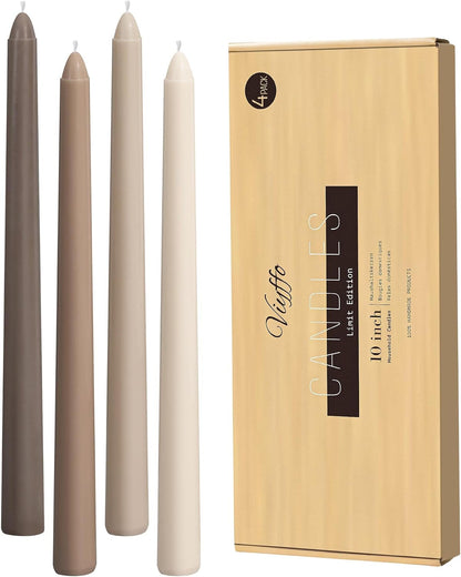 Taper Candles 10 Inch Brown 4 Pack Unscented, Smokeless1